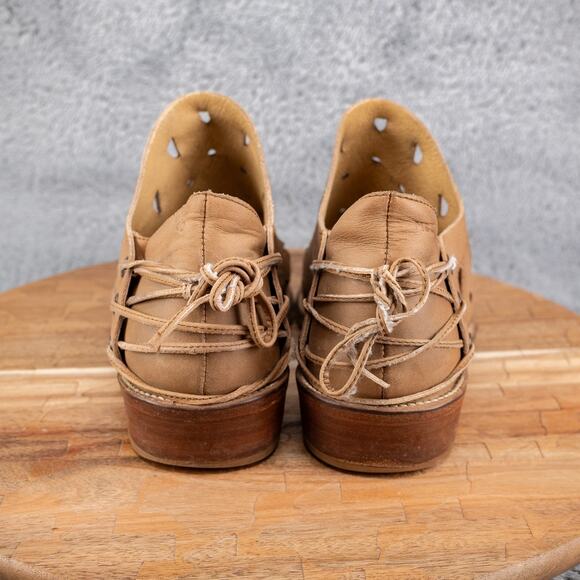 Musse & Cloud 11 US Coolise Brown Leather Cutouts Ankle Boots Anthropologie - Picture 4 of 5